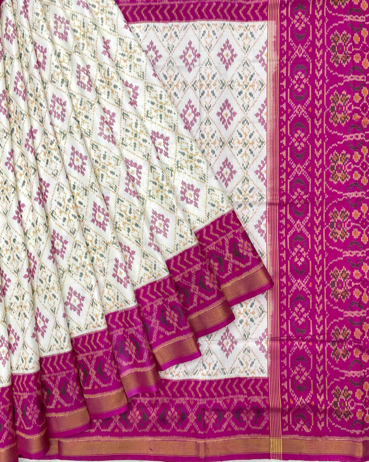 Pink & White Panchanda Patola Saree