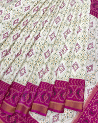 Pink & White Panchanda Patola Saree