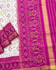 Pink & White Panchanda Patola Saree