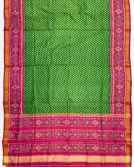 Pink & Green Lining Patola Saree