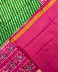 Pink & Green Lining Patola Saree