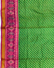 Pink & Green Lining Patola Saree