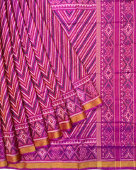 Pink Zig Zag Lining Patola Saree