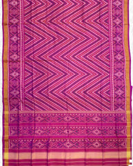 Pink Zig Zag Lining Patola Saree