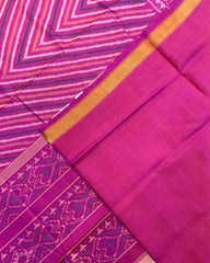 Pink Zig Zag Lining Patola Saree