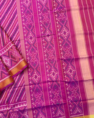 Pink Zig Zag Lining Patola Saree