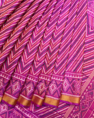 Pink Zig Zag Lining Patola Saree