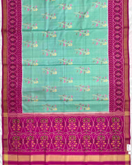 Pink & Light Sea Green Fancy Flower Design Patola Saree