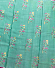 Pink & Light Sea Green Fancy Flower Design Patola Saree