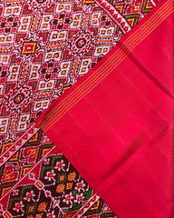 Red & White Manekchwok Twill Patola Saree