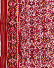 Red & White Manekchwok Twill Patola Saree