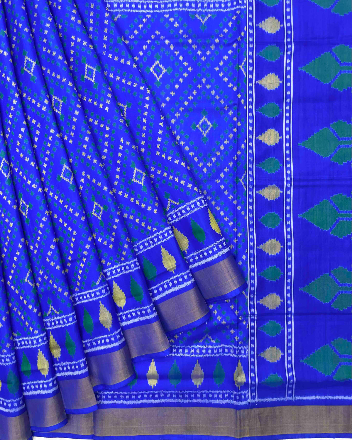 Blue Panchanda Bandhej Design Patola Saree