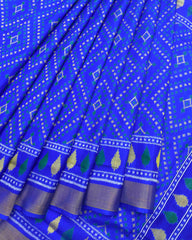 Blue Panchanda Bandhej Design Patola Saree