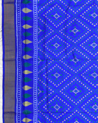 Blue Panchanda Bandhej Design Patola Saree