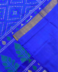 Blue Panchanda Bandhej Design Patola Saree