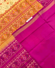 Pink & Light Yellow New Navratan Design Patola Saree