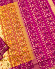 Pink & Light Yellow New Navratan Design Patola Saree