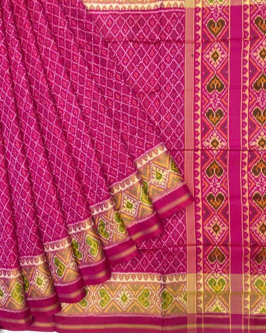 Pink Booty Design Patola Saree