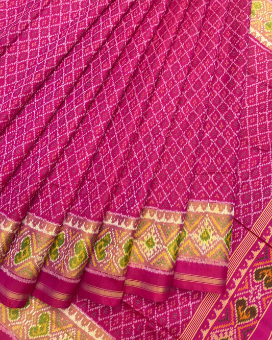 Pink Booty Design Patola Saree