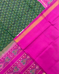 Pink & Green Booty Design Patola Saree