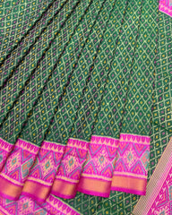 Pink & Green Booty Design Patola Saree