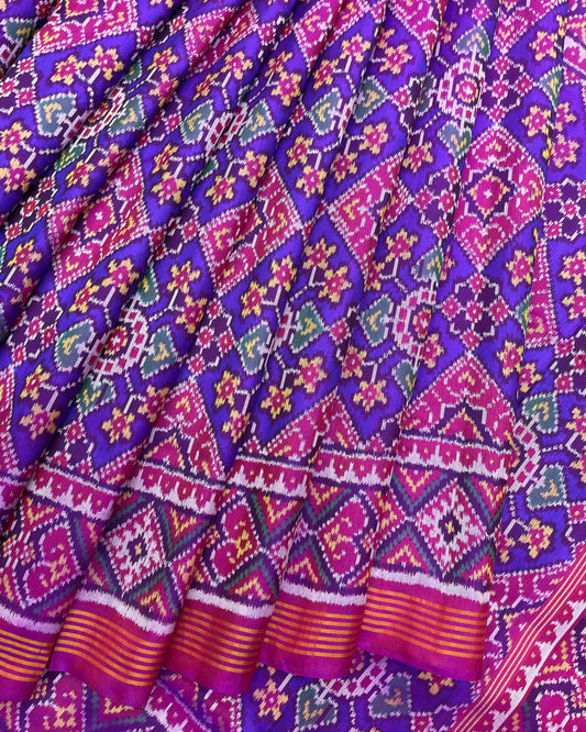 Pink & Blue Navratan Patola Saree