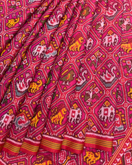 Red & Pink Narikunj Patola Saree