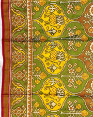 Red & Multicolour Deer & Flower Tissue Patola Saree