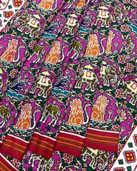 Red & Pink Chhabdi Narikunj Patola Saree