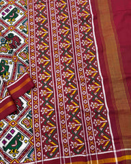 Red & White Narikunj Patola Saree