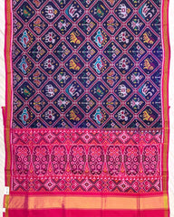 Pink & Blue Narikunj Patola Saree