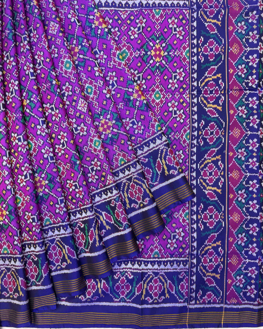 Blue & Purple Navratan Patola Saree