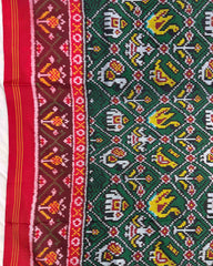 Red & Green Narikunj Patola Saree