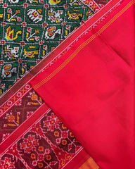 Red & Green Narikunj Patola Saree