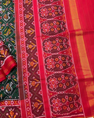 Red & Green Narikunj Patola Saree