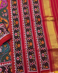 Red & Multicolour Deer Flower Twill Patola Saree