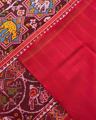 Red & Maroon Star Narikunj Twill Patola Saree