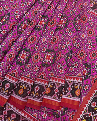 Red & Pink Navratan Twill Patola Saree