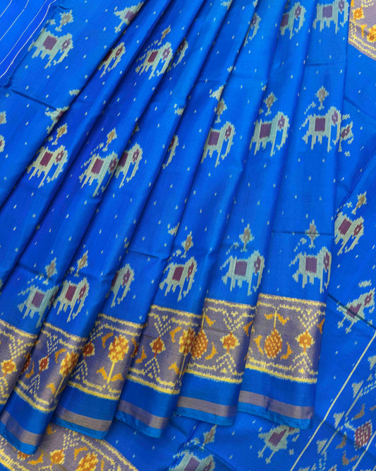 Sky Blue Narikunj Doted Patola Saree