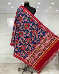 Red & Blue Fish Chhabdi Design Patola Dupatta