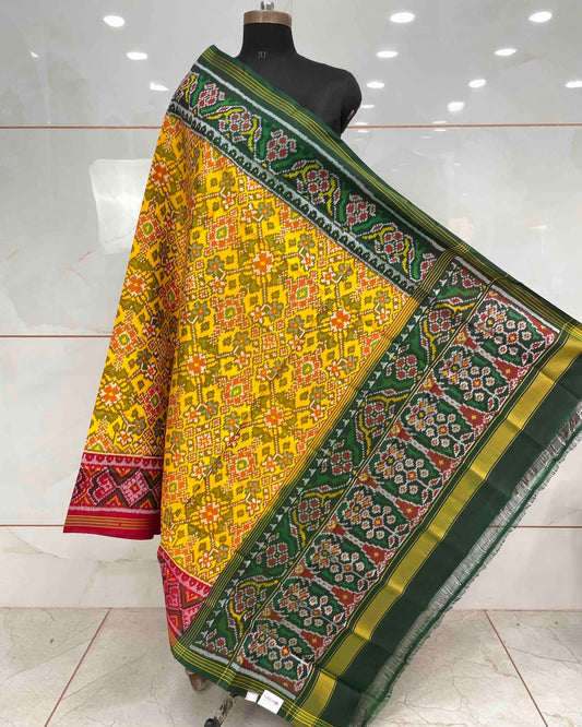 Yellow Ganga Jamuna Navratan Patola Dupatta