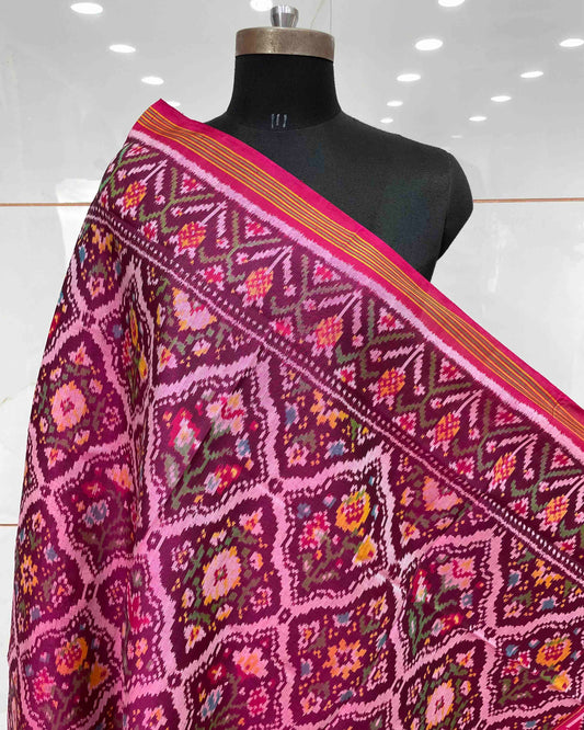 Pink & Purple Flower Patola Dupatta