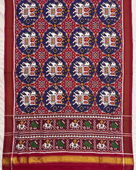 Red & Blue Elephant Chhabdi Patola Dupatta