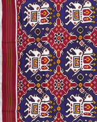 Red & Blue Elephant Chhabdi Patola Dupatta