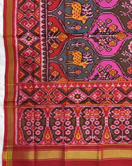 Red & Multicolour Deer Flower Patola Dupatta