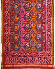 Red & Multicolour Deer Flower Patola Dupatta