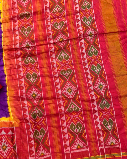 Red & Purple Bandhani Patola Saree