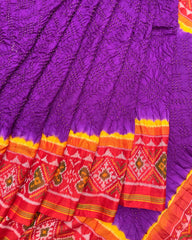 Red & Purple Bandhani Patola Saree