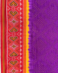 Red & Purple Bandhani Patola Saree