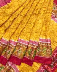 Red & Yellow Bandhani Patola Saree